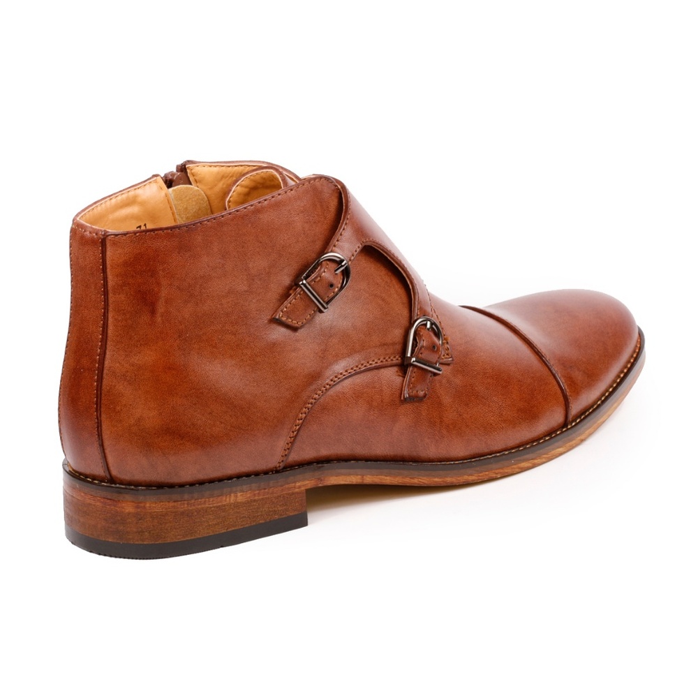 Metrocharm MC117 Brown Men's Monk Strap Ankle Boot - Picture 3 of 6
